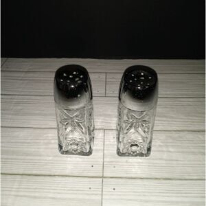 Rare Vintage Cut Crystal Glass Salt and Pepper Shakers ~ Star of David 4in Tall